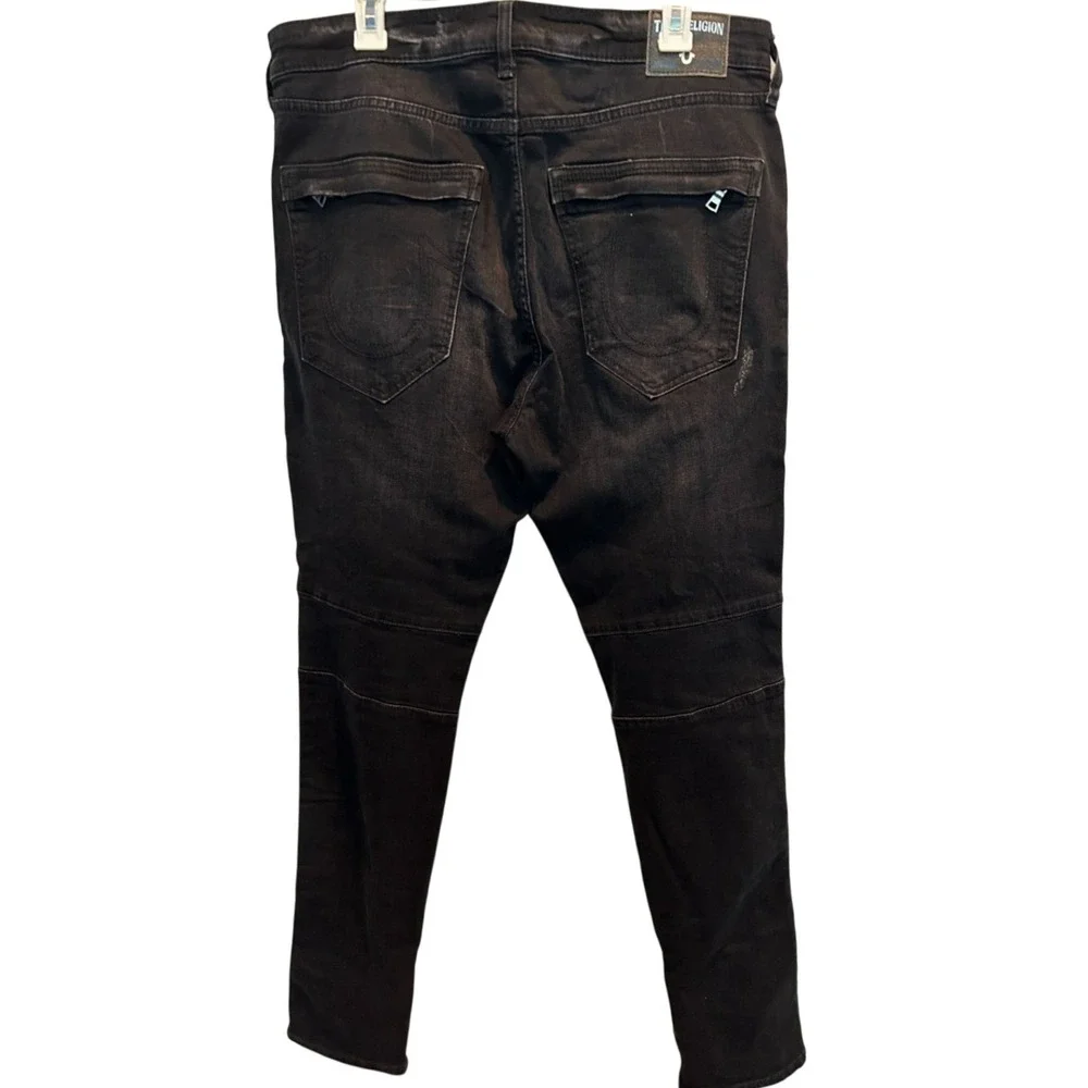 True‎ Religion Mick Slouchy Skinny 34 Men's Black Distressed Moto Jeans